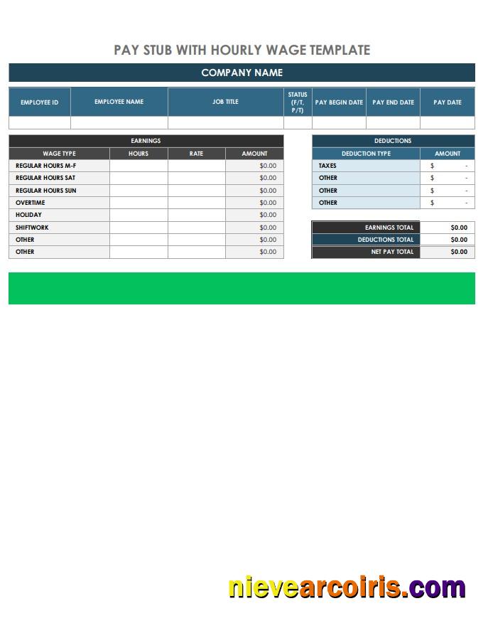 Realistic Hourly Wage Paystub Word And PDF Template, Version 2