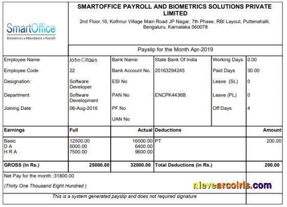 INDIA SMARTOFFICE And Biometrics Solutions Private Limited Payroll In Word And PDF Formats Photolook