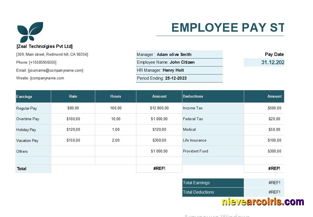 India Zeal Technolgies Pvt Ltd Excel And Pdf Template