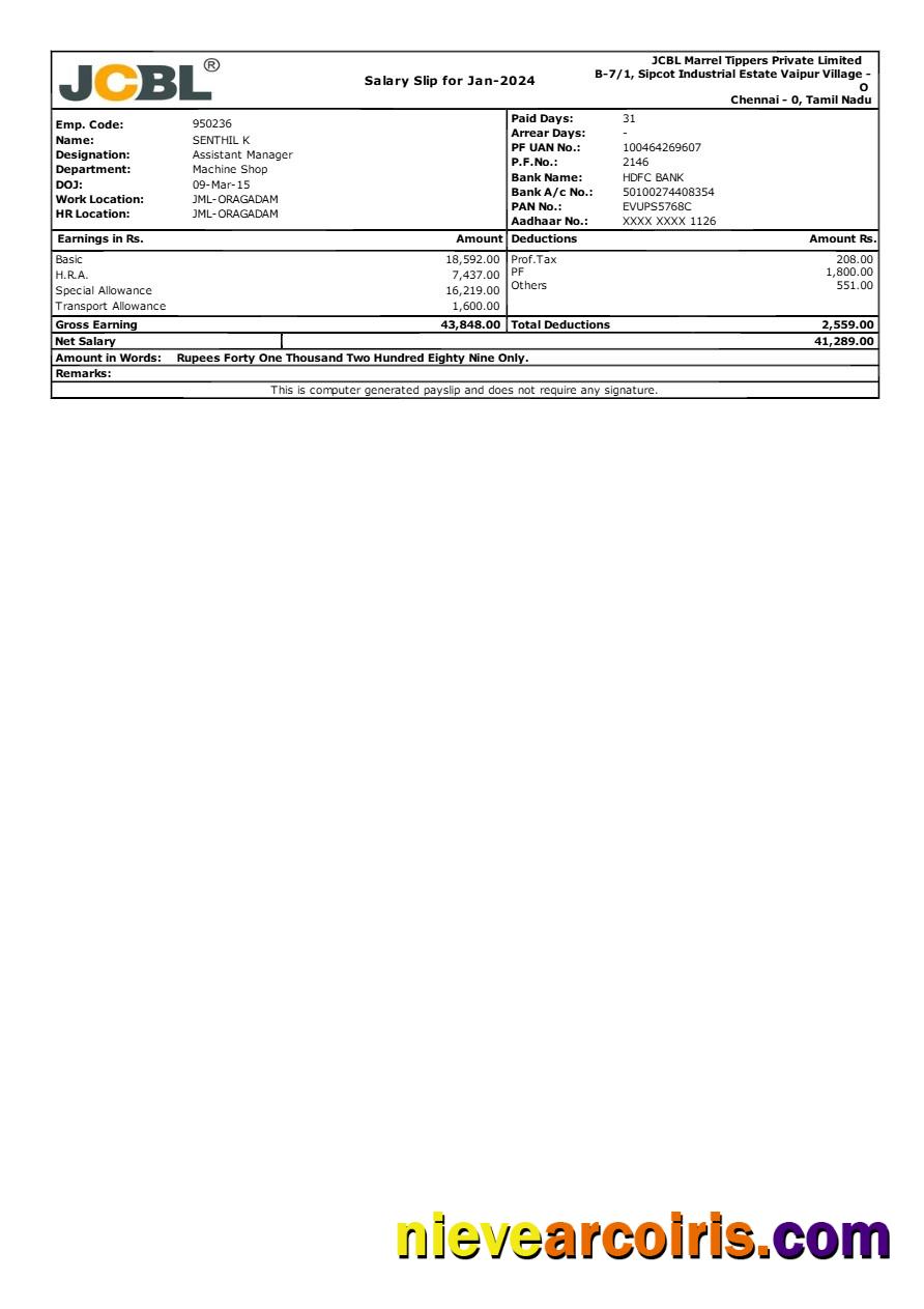 Editable JCBL Marrel Tippers Manufacturer Payslip Template In Word And PDF Formats.pdf, 1