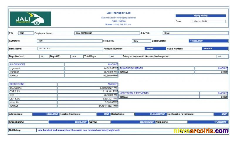 Professional Jali Transport Payslip Template In Word And PDF Formats.pdf, 1