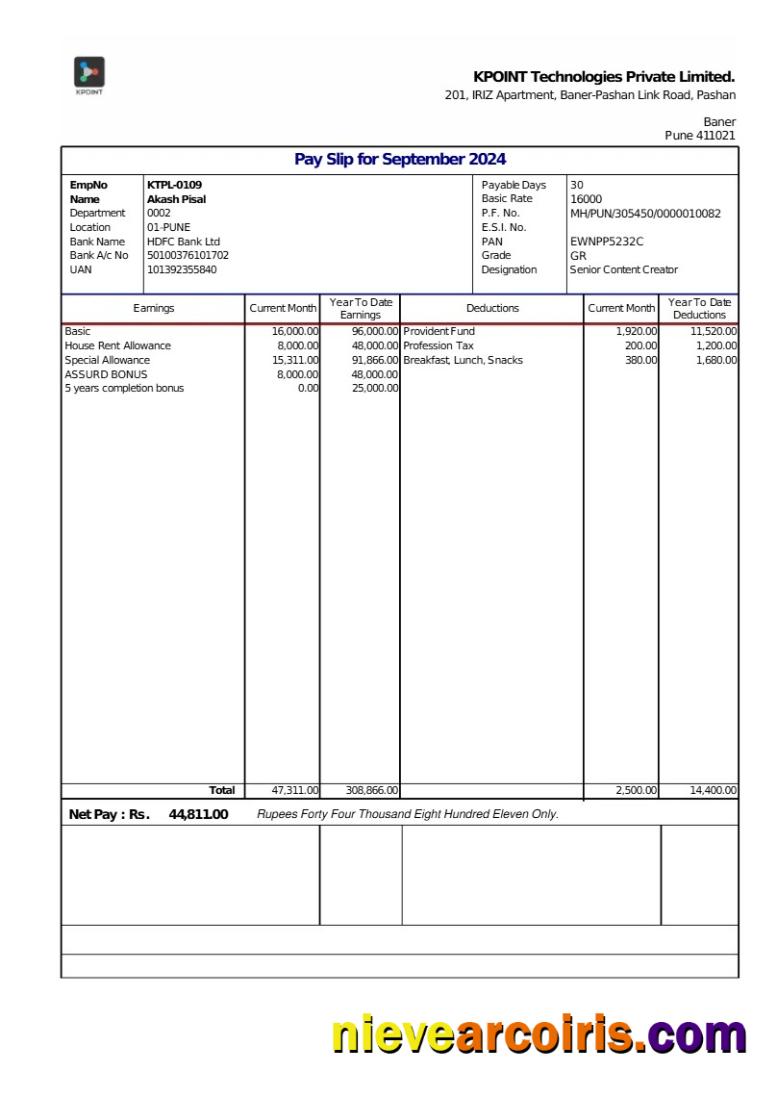 Premium KPOINT Technologies Payslip Template In Word And PDF Formats.pdf, 1