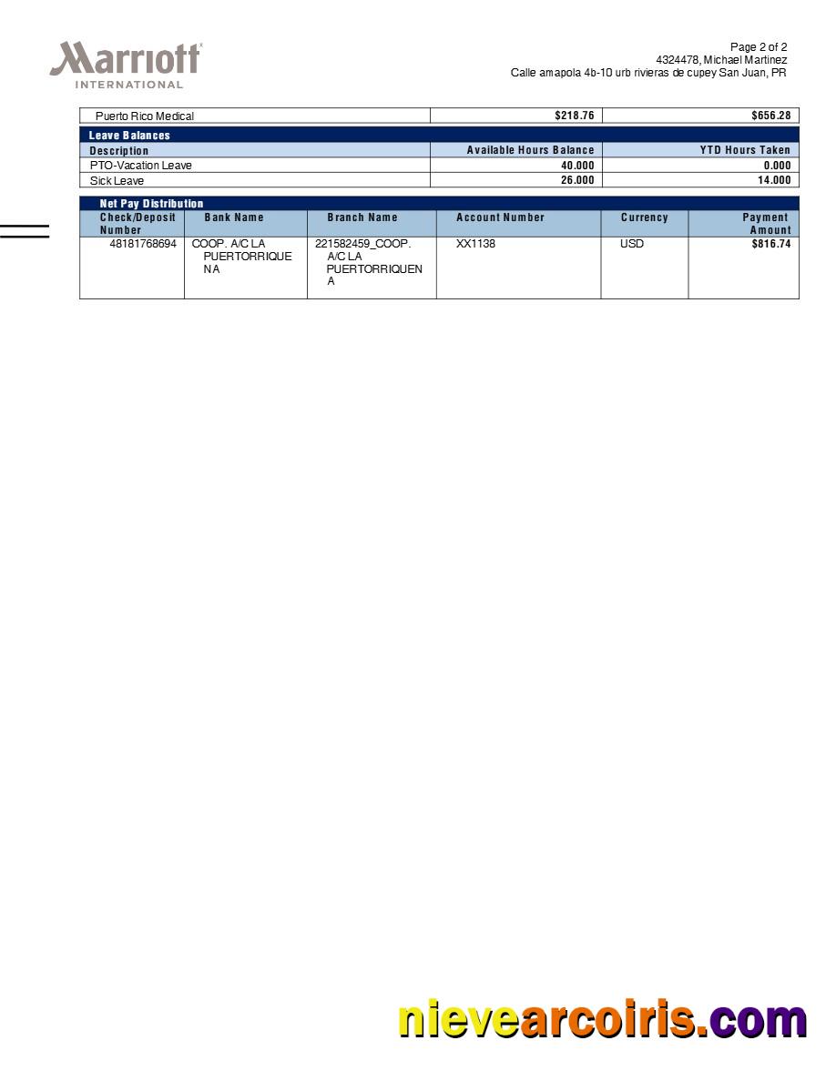 Realistic Marriott International Payslip Template In Word And PDF Formats.pdf, 2