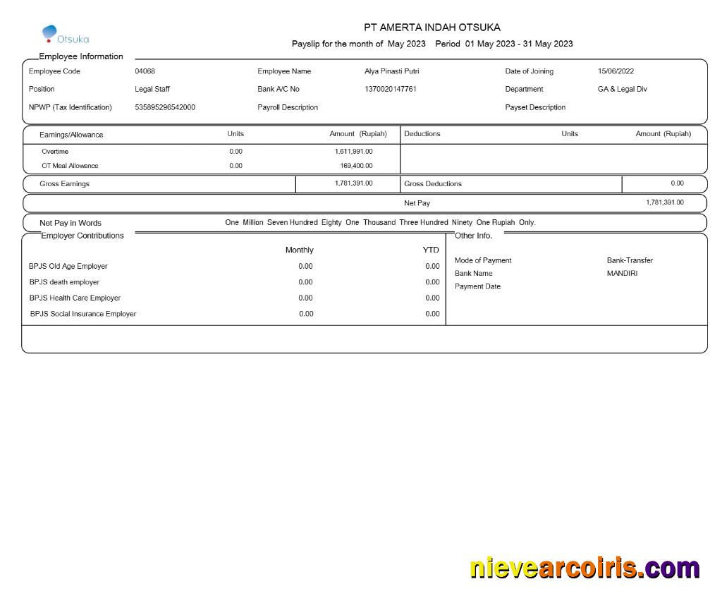 Editable PT. Amerta Indah Otsuka Payslip Template In Word And PDF Formats.pdf, 1