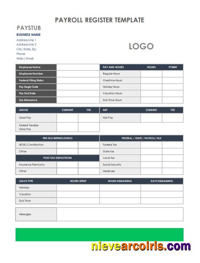 Premium Payroll Register Template