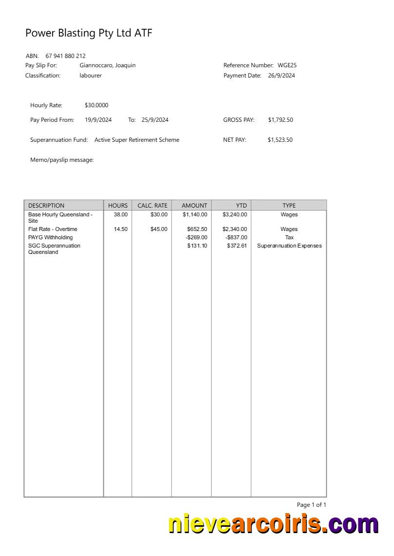 Professional Power Blasting Payslip Template In Word And PDF Formats.pdf, 1