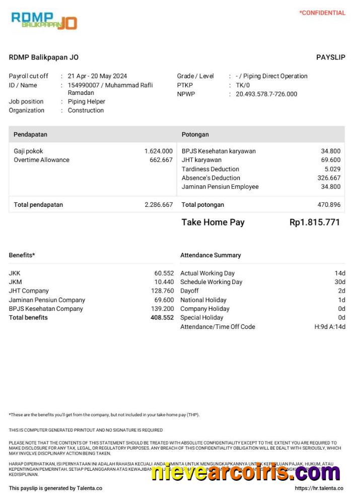 Editable RDMP Balikpapan JO Construction Company Payslip Template In Word And PDF Formats.pdf, 1