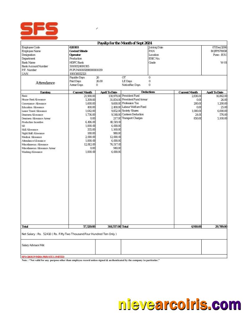 Premium SFS Group Payslip Template In Word And PDF Formats.pdf, 1