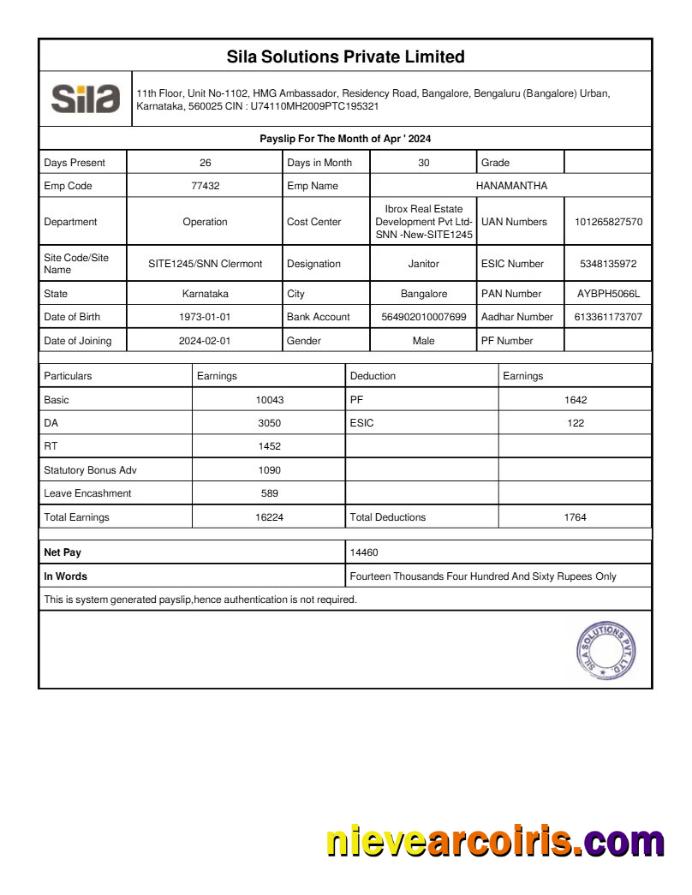 Editable Sila Solutions Payslip Template In Word And PDF Formats.pdf, 1
