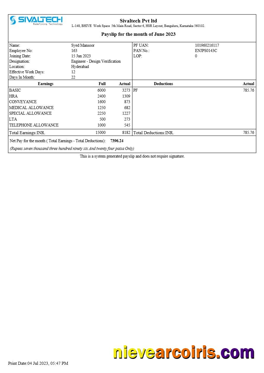 Editable Sivaltech Payslip Template In Word And PDF Formats.pdf, 1