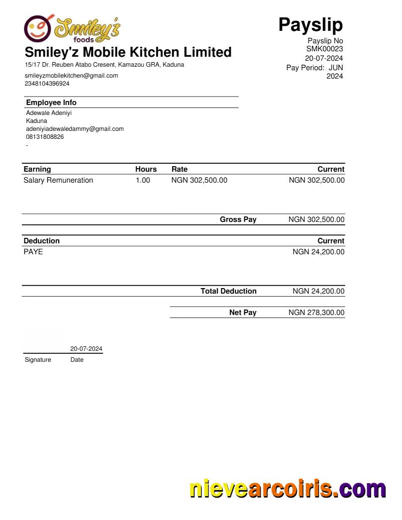 Premium Smiley'z Mobile Kitchen Payslip Template In Word And PDF Formats.pdf, 1