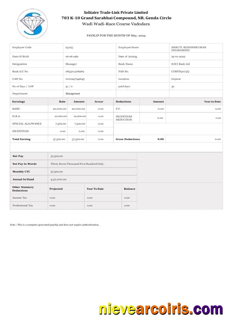 Editable Solitaire Trade Link Payslip Template In Word And PDF Formats.pdf, 1