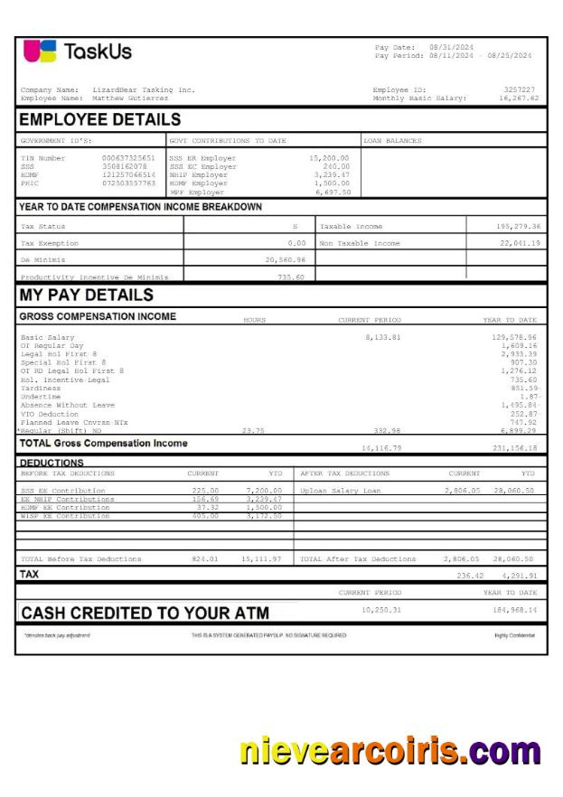 Editable TaskUs LizardBear Tasking Earnings Template In Word And PDF Formats.pdf, 1