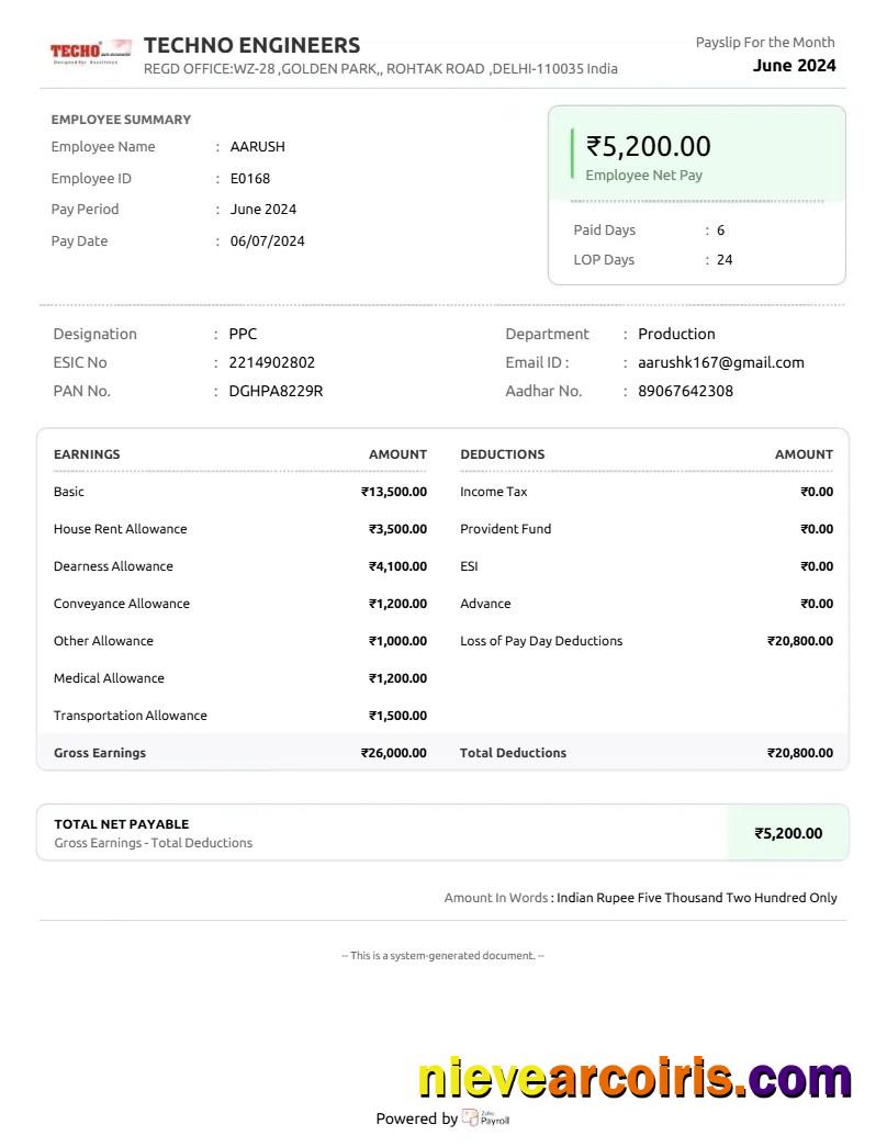 Editable Techno Engineers Payslip Template In Word And PDF Formats.pdf, 1