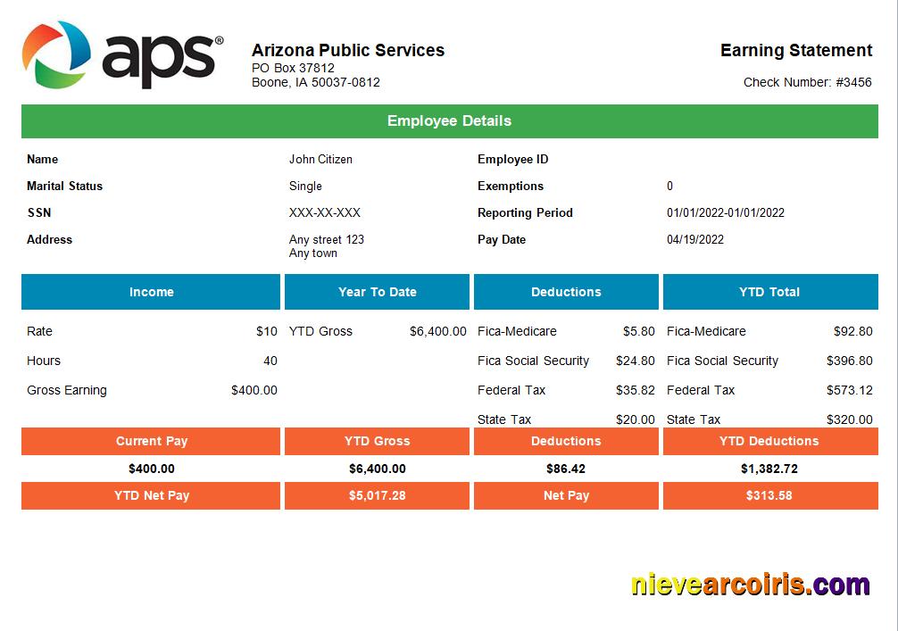 USA APS Public Services Company Sample