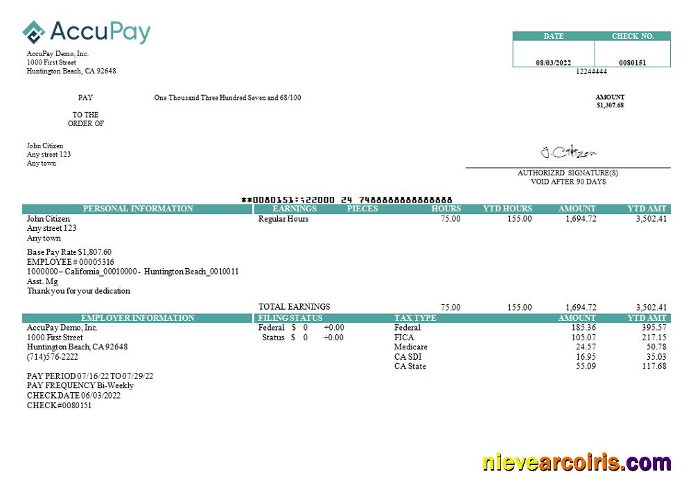 USA Accupay Demo Inc. Payroll Company Template