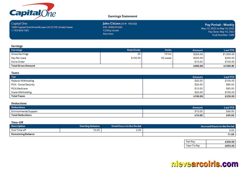 USA Capital One Banking Company Template