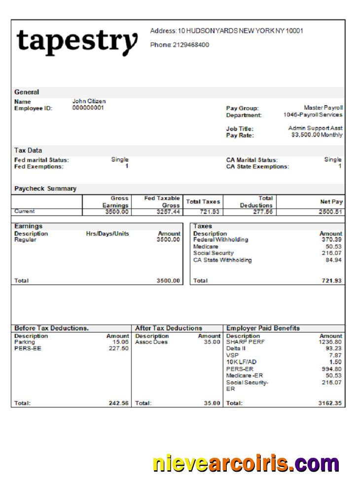 USA Apparel Company Employee Sheet Sample