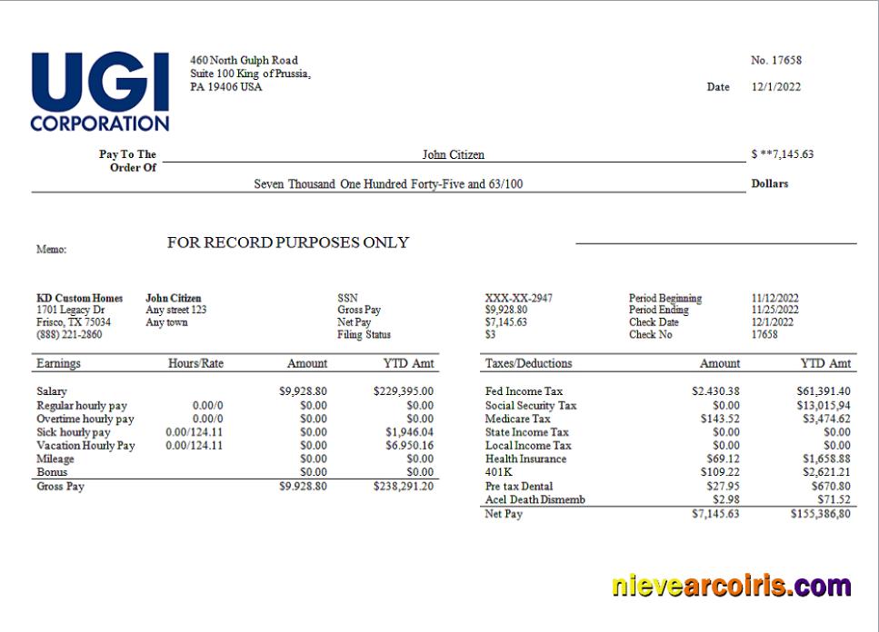 Professional USA Energy Company Employee Sheet Template