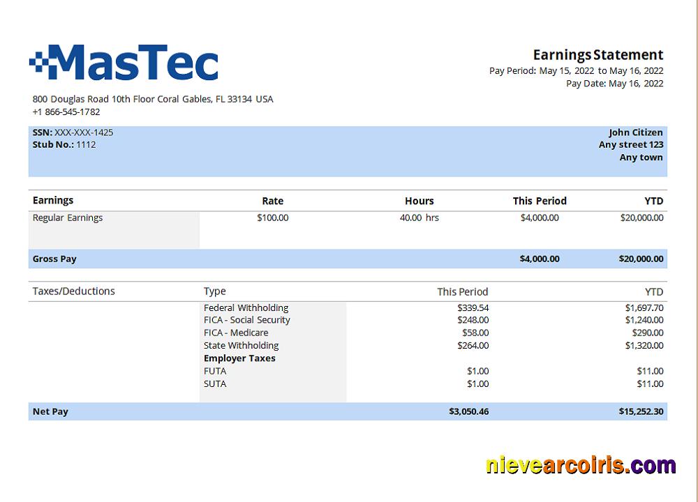 USA Engineering Company Employee Sheet Mastec Preview