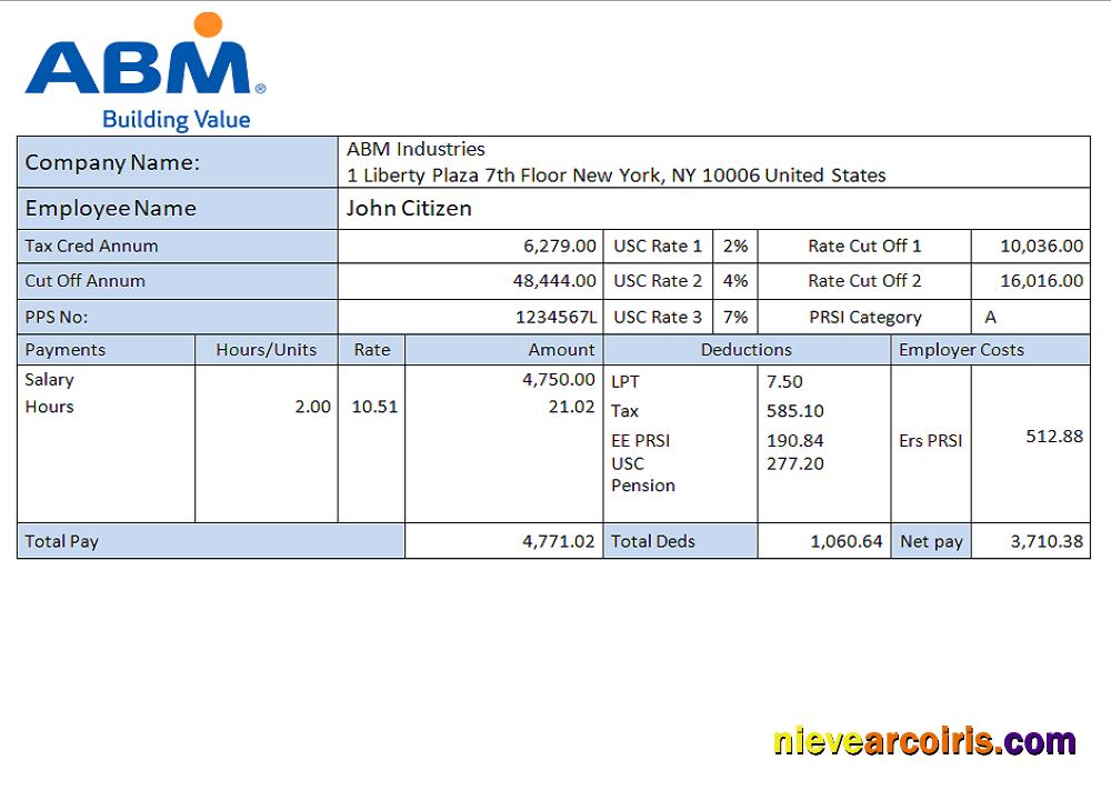 USA Facility Services Company Employee Sheet Preview