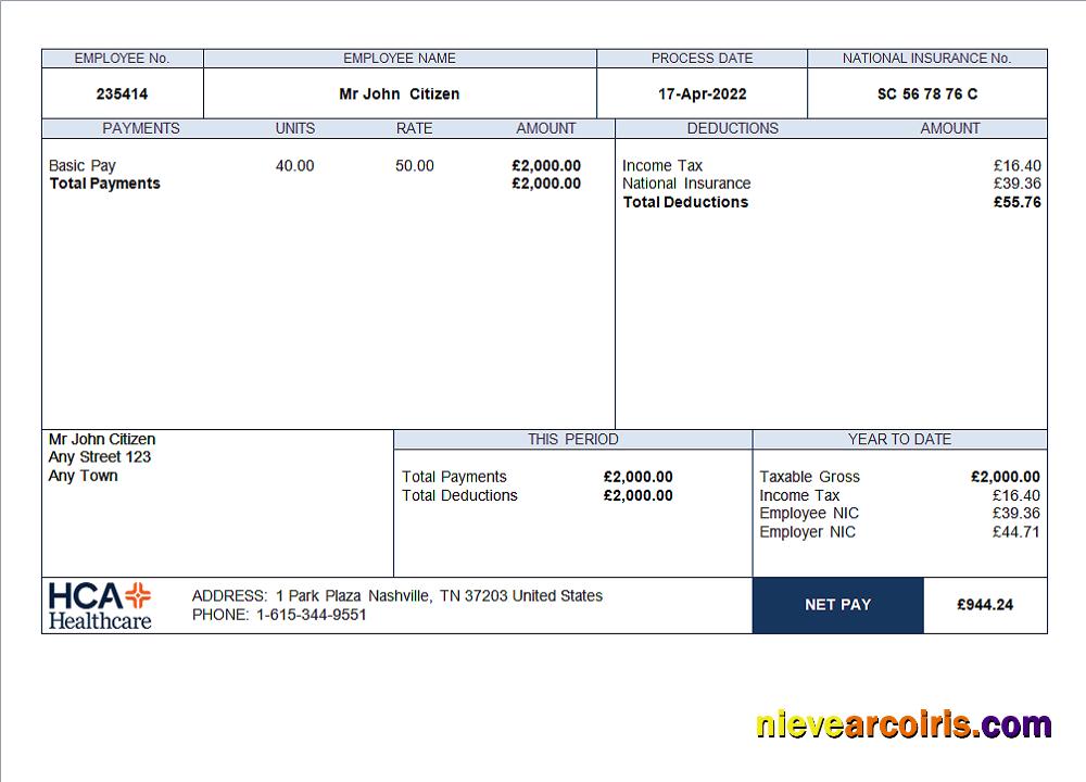 USA Healthcare Company Employee Sheet Preview