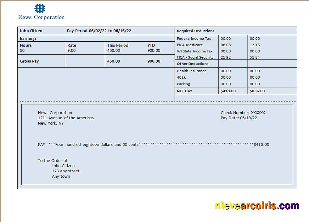 USA Media Company Employee Sheet Sample