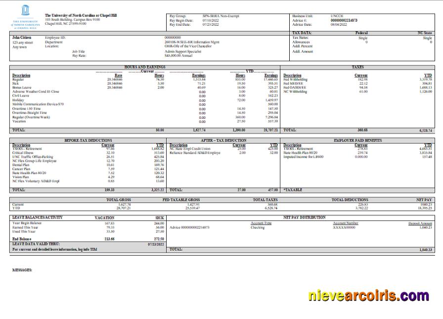 USA Public Research University Employee Sheet Preview