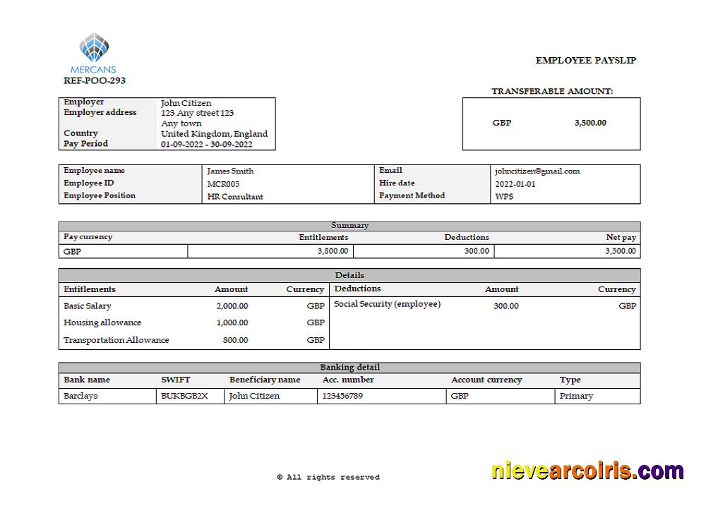 United Kingdom Mercans Global Payroll Solutions & Services Payroll Company Template