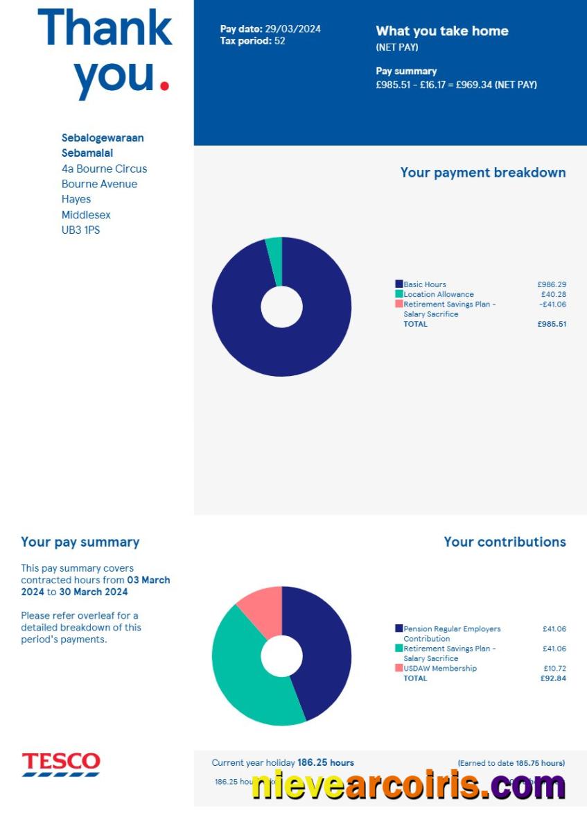 Professional United Kingdom Tesco Stores Payslip Template In Word And PDF Formats.pdf, 1