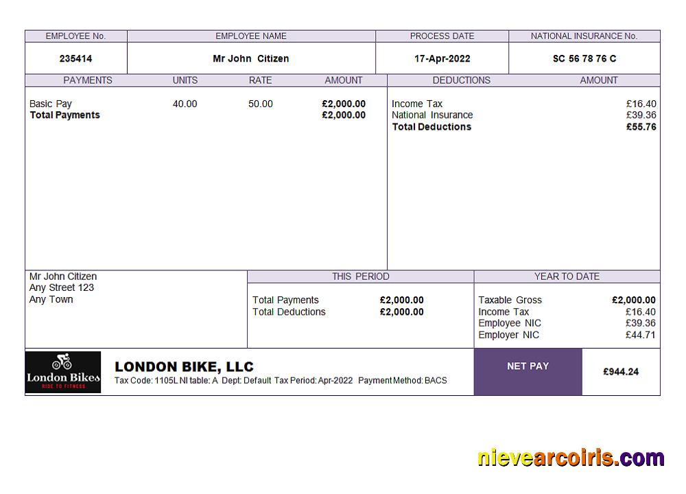 United Kingdom Biking Company Employee Sheet Preview
