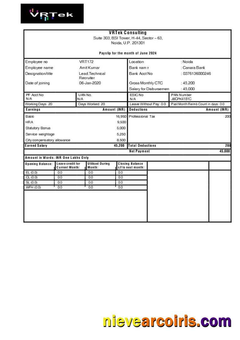 Editable VRTek Consulting Payslip Template In Word And PDF Formats.pdf, 1