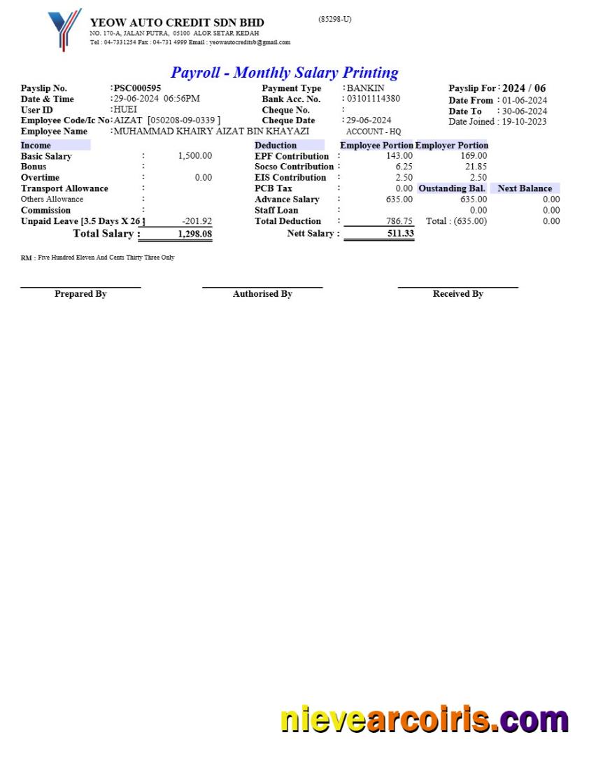 Realistic Yeow Auto Credit Payroll Template In Word And PDF Formats.pdf, 1