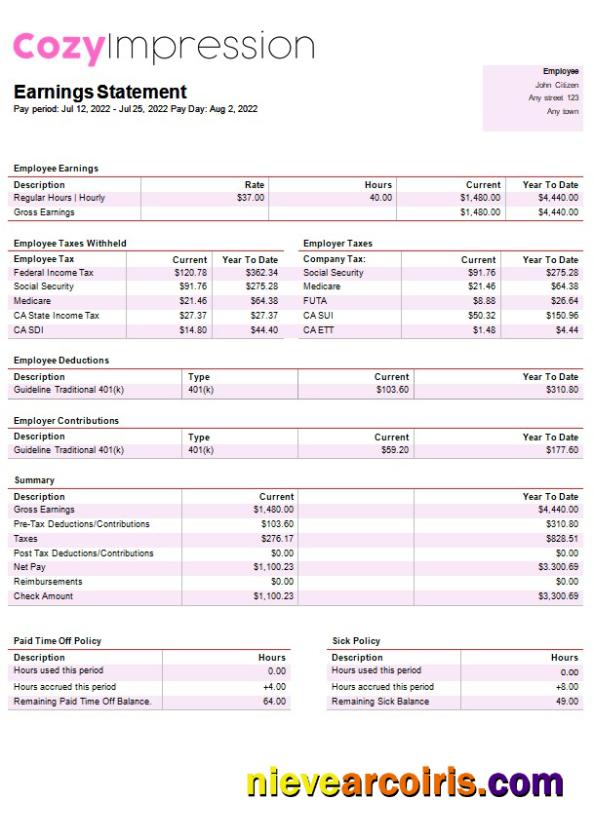 Professional Fast Fashion Company Payslip Template In Word And PDF Formats