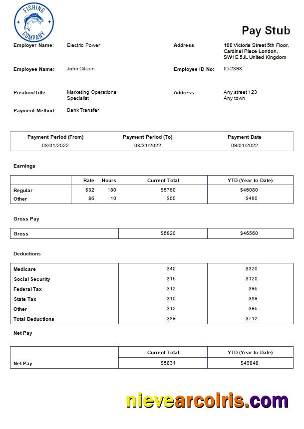 Premium Fishing Company Payroll Template In Word And PDF Formats