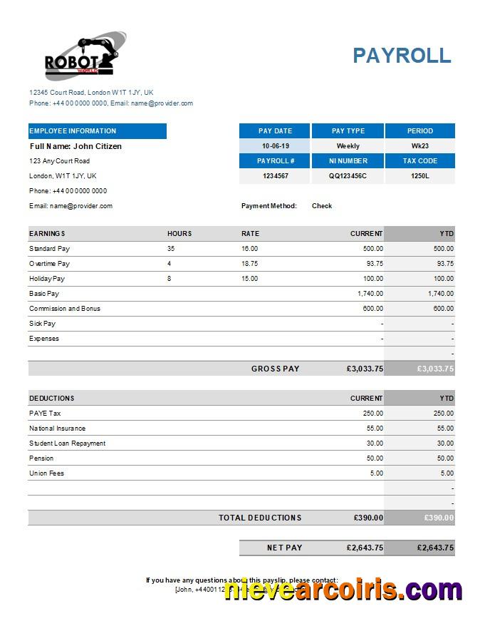 Industrial Robot Company Earning Statement In Excel And PDF Formats Photolook