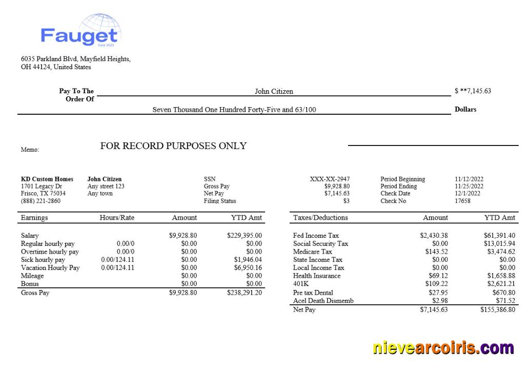 Information Corporation Editable Payroll In Word And PDF Formats Sample