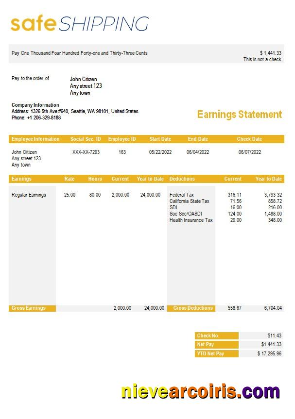 Realistic Safe Shipping Company Payroll Template In Word And PDF Formats