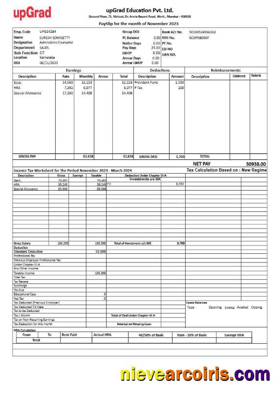 Professional UpGrad Educaton Payslip Template In Word And PDF Formats.pdf, 1