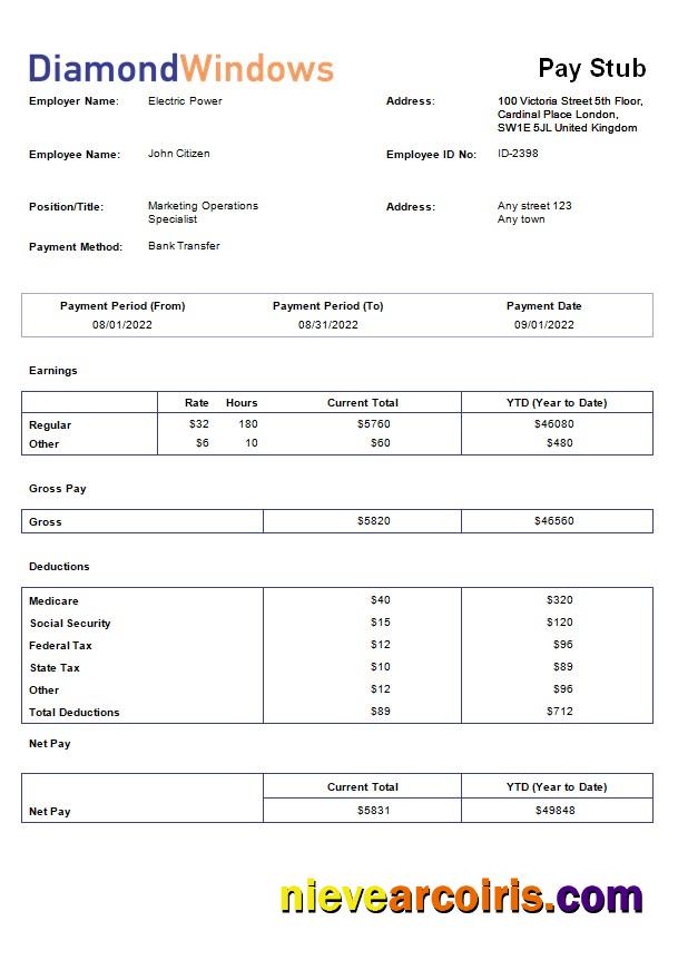 Editable Windows And Door Construction Company Payroll Template In Word And PDF Formats