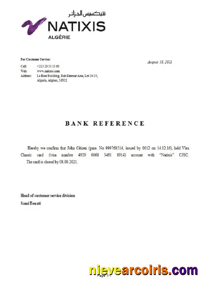 Algeria Natixis Algerie Bank Closure Reference Photolook