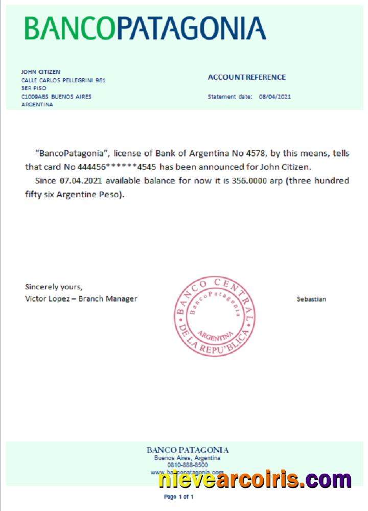 Argentina Bancopatagonia Reference Template