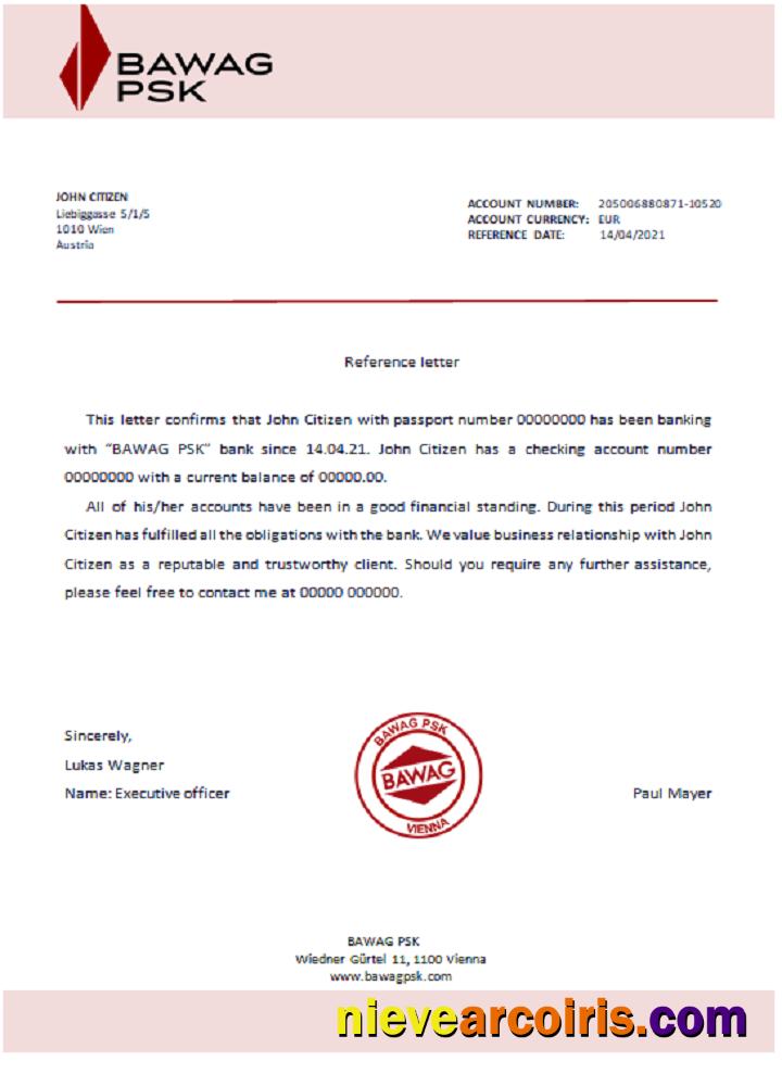 Austria BAWAG PSK Reference Template