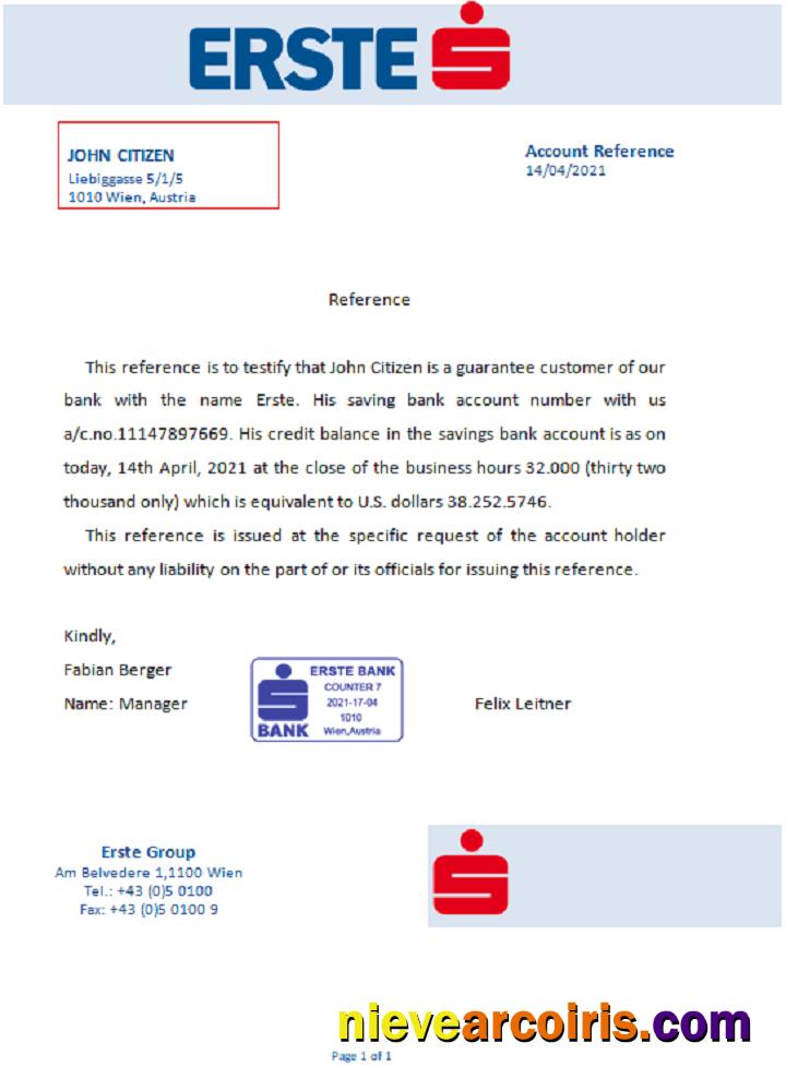 Austria Erste Reference Template