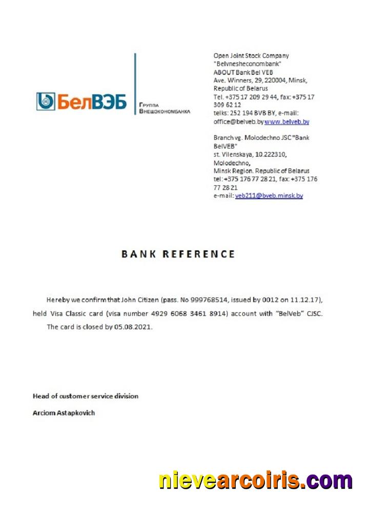 Belarus BelVeb Closure Reference Sample