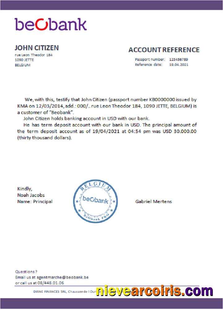 Belgium Beobank Reference Template