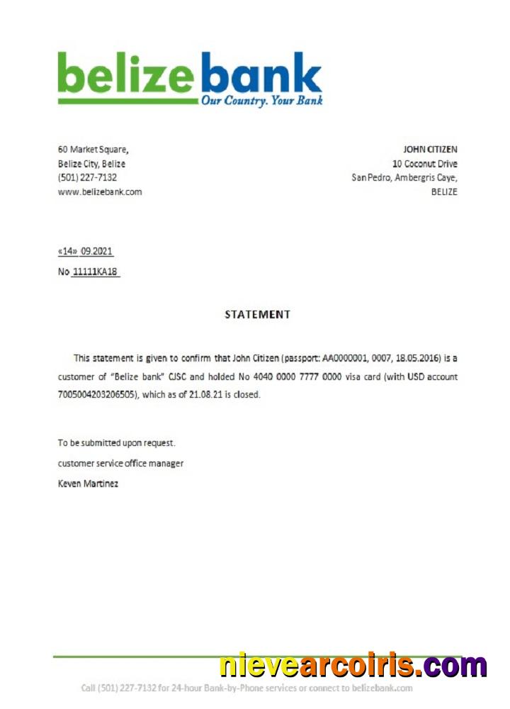 Belize Belizebank Closure Reference Preview