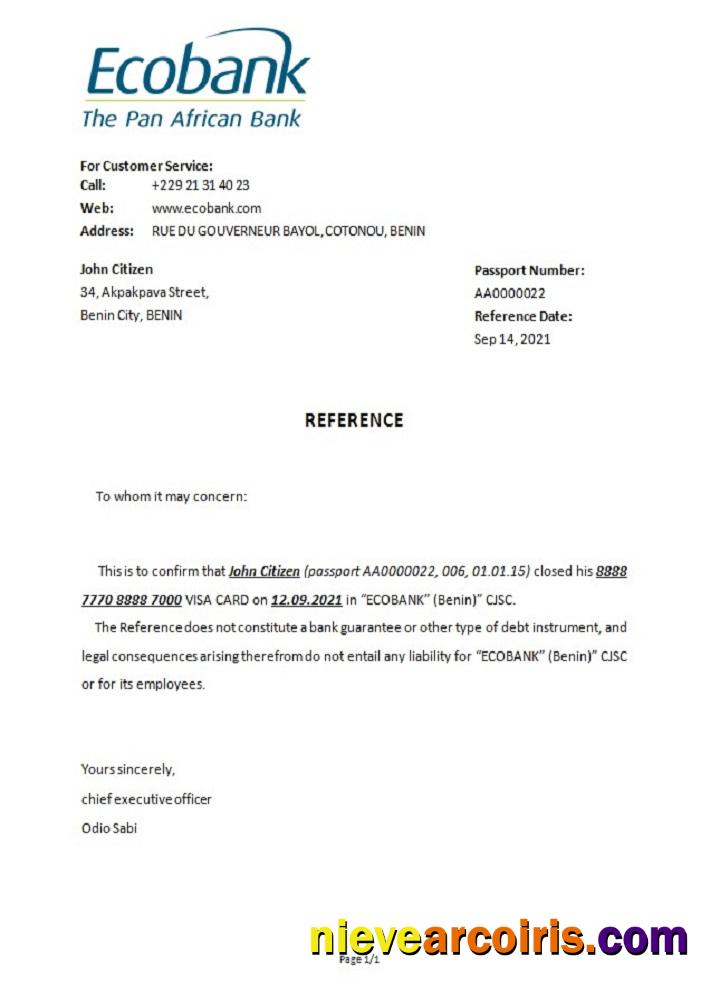 Benin Ecobank Closure Reference Photolook