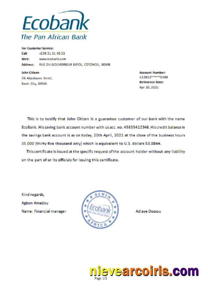 Benin Ecobank Reference Preview