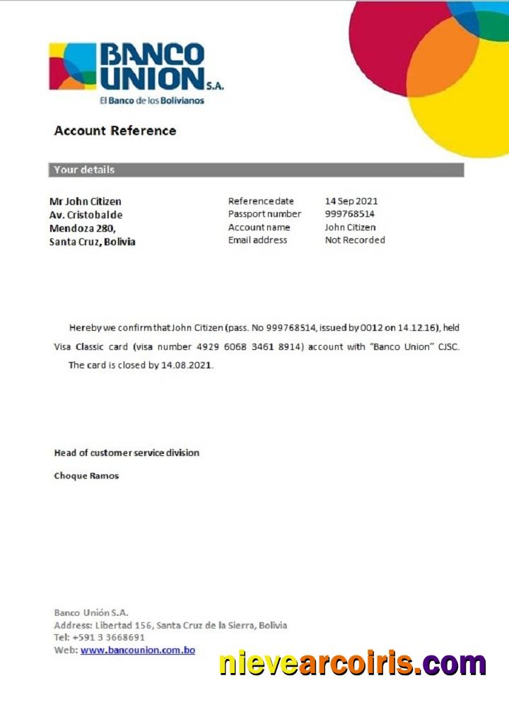 Bolivia Banko Union Closure Reference Preview